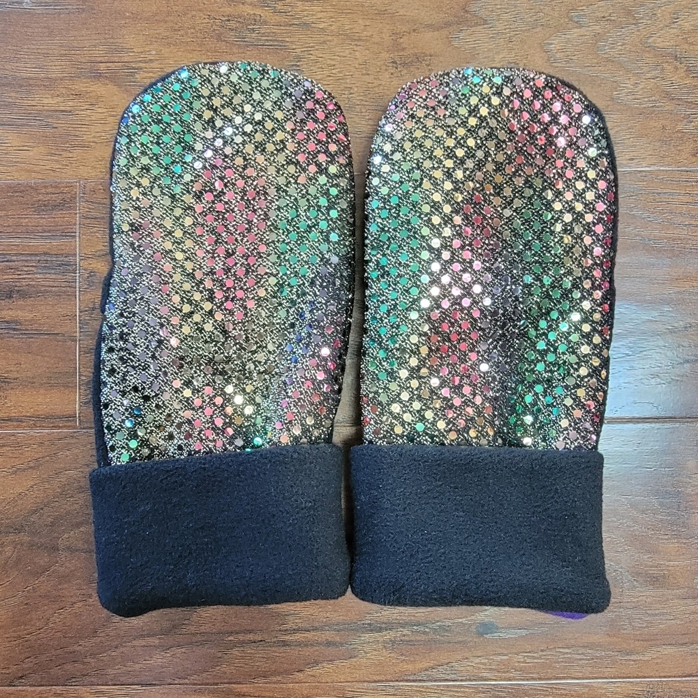 Rainbow Sparkle Winter Fleece Mittens
